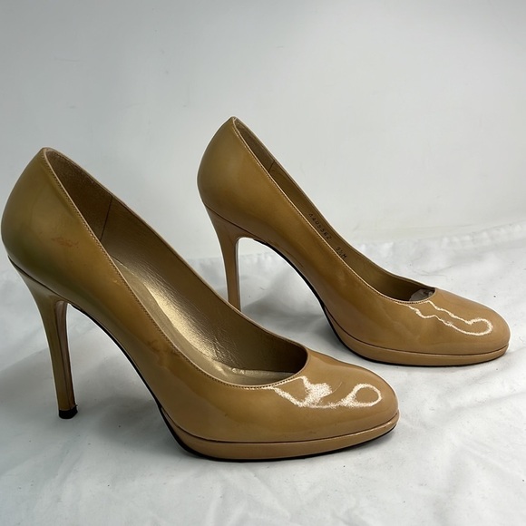Stuart Weitzman Sz 9.5 Nude Platswoon Patent Leather Pumps - Picture 13 of 16